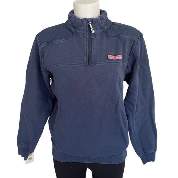 VINEYARD VINES WOMEN’s the original shep shirt mock neck 1/4 zip , Navy‎ sz XS - Picture 1 of 11